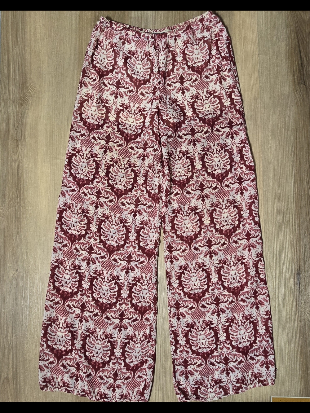 Wide Leg Printed Lounge Pants - Red and White